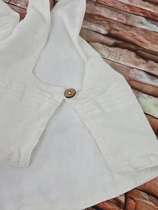 FREE PEOPLE WOMEN'S SIZE XS WHITE CROP TOP COTTON LINEN WITH SIDE BUTTONS LINED. - Picture 10 of 16